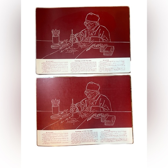 Paintings of Ch'i Pai-shih Chinese Art Prints table Placemats set 2 Laminated - Picture 3 of 4
